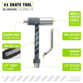 Prime8 Skateboard-Schlüssel - Kompaktes Skate-Tool