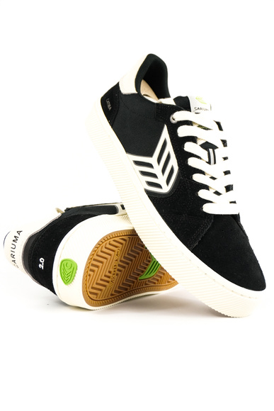 Cariuma Schuhe - Catiba Pro 2.0 Schwarz Wildleder und Cordura Elfenbein Logo Sneaker