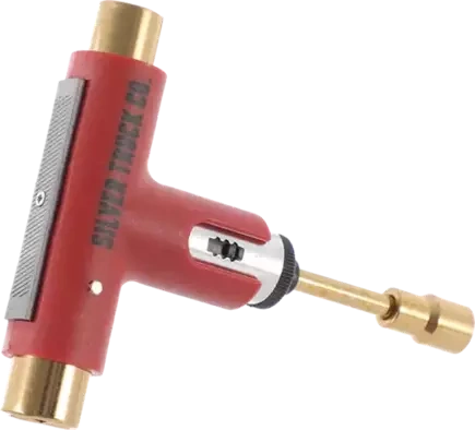 Silberner Skateboard-Schlüssel - (rot/gold)