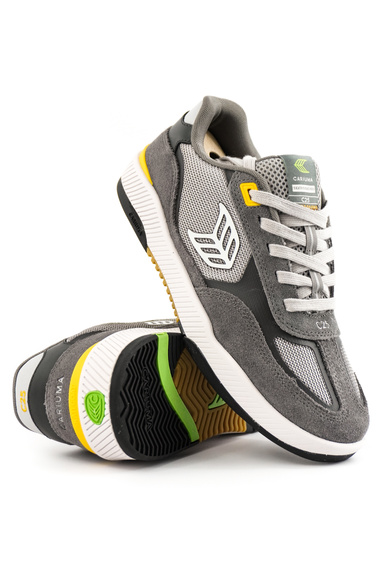Cariuma Schuhe - Skategoat C25 Pro Charcoal Grau Wildleder Hellgrau Mesh Ice Logo Gelb Sneaker