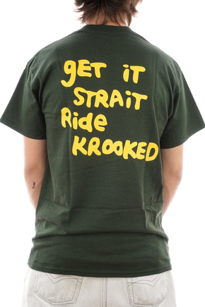 Krooked t-shirt - Strait Eyes (waldgrün/gold)