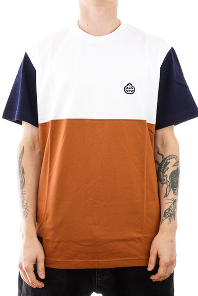 Elade T-Shirt - Colour Block weiß/braun/navy blau