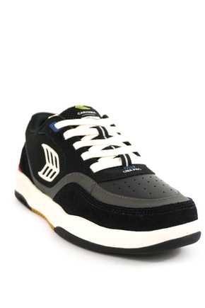 Cariuma Schuhe - Uba Pro Schwarz Wildleder und Mesh Elfenbein Logo Rot Sneaker