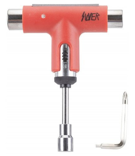 Skateboard Schlüssel Silber - Neon (rot)