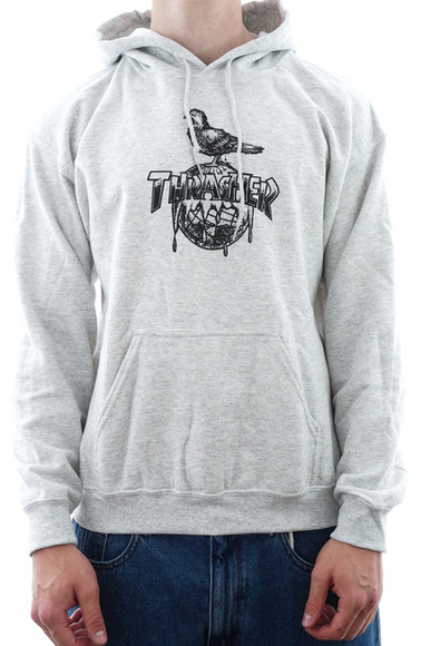 Thrasher x Antihero Sweatshirt - Hood Cover The Earth (Asche)