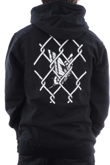 Sweatshirt Real - Kapuzenpulli Flames Ärmel (schwarz)