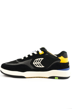 Cariuma Schuhe - Skategoat C25 Pro Schwarz Wildleder und Mesh Elfenbein Logo Gelb Sneaker
