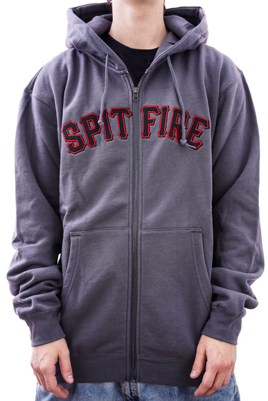 Spitfire Sweatshirt - Zip Flames Script (schwarz)