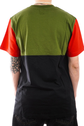 Elade T-shirt - Colour Block oliv/schwarz/rot
