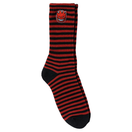 Spitfire Socken - Bighead Gestickter Streifen Wirbel (Schwarz/Rot)