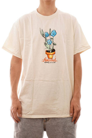 T-shirt Krooked - Blaue Blumen Natürlich
