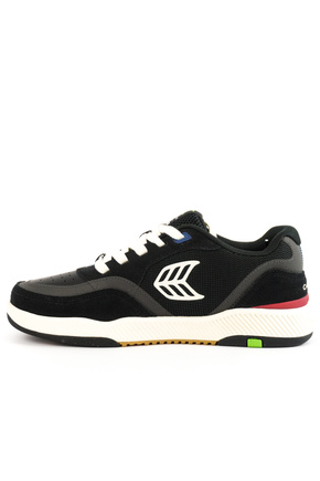 Cariuma Schuhe - Uba Pro Schwarz Wildleder und Mesh Elfenbein Logo Rot Sneaker