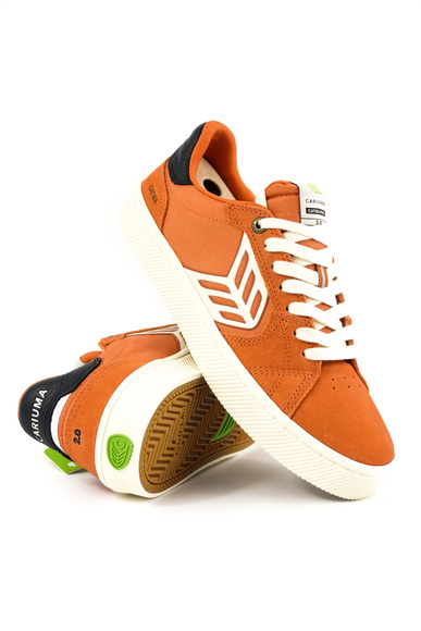 Cariuma Schuhe - Catiba Pro 2.0 Burnt Orange Wildleder und Cordura Elfenbein Logo Navy Sneaker