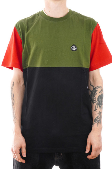 Elade T-shirt - Colour Block oliv/schwarz/rot