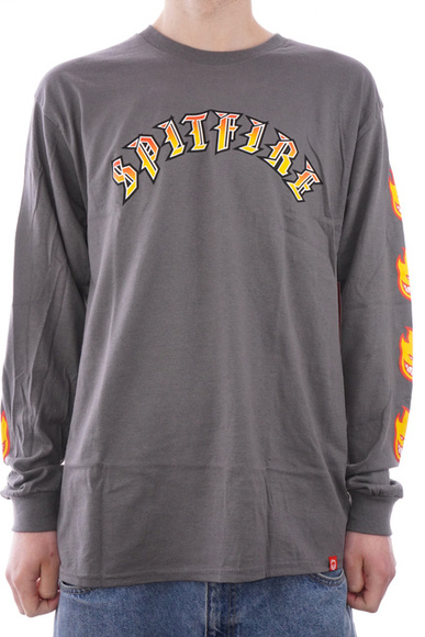 Spitfire Longsleeve - Old E Bighead (anthrazit/gold/rot)