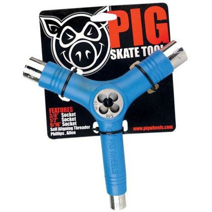 Skateboard Schlüssel Schwein Blau