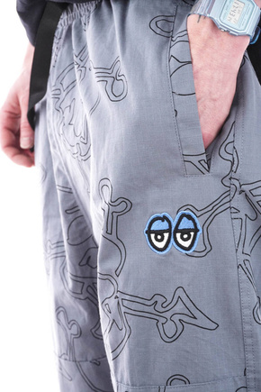 Krooked Hosen - Style Eyes Ripstop Double Knee grau