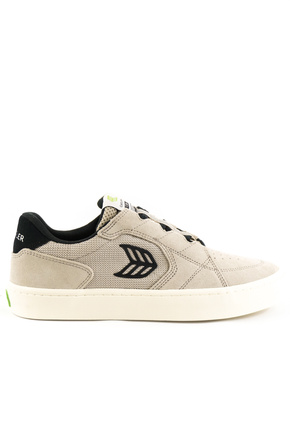 Cariuma Schuhe - T20 Pro Plaza Taupe Wildleder und Mesh Schwarz Logo Sneaker