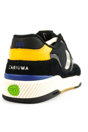 Cariuma Schuhe - Skategoat C25 Pro Schwarz Wildleder und Mesh Elfenbein Logo Gelb Sneaker