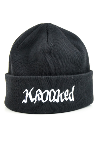 Krooked cap - Double Ok Script Beanie (Schwarz/Weiß)