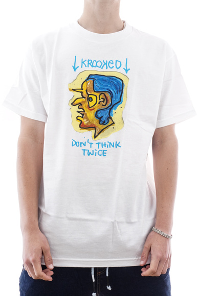 T-shirt Krooked - Blauer Denker (weiß)