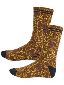 Krooked Socken - Multi Birds (braun/gelb)